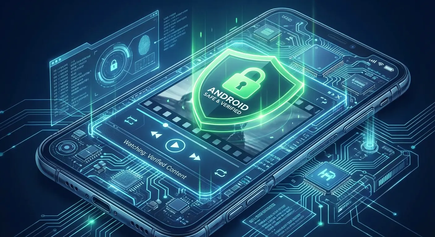 Smartphone screen showing a movie playing with ad indicators on the timeline