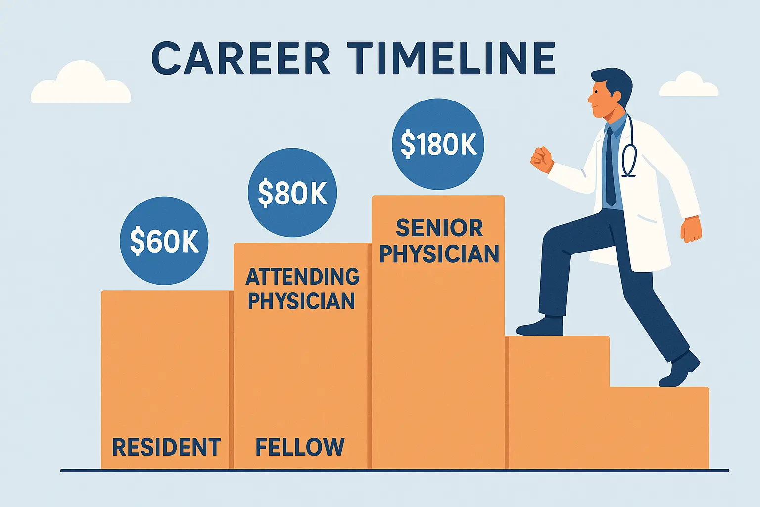 Anesthesiologist career timeline and salary progression