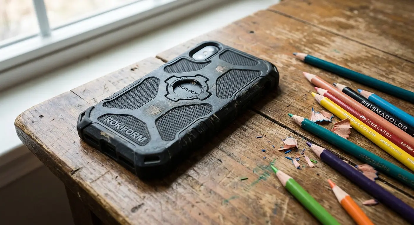 Rokform Rugged Case protecting a phone from a drop