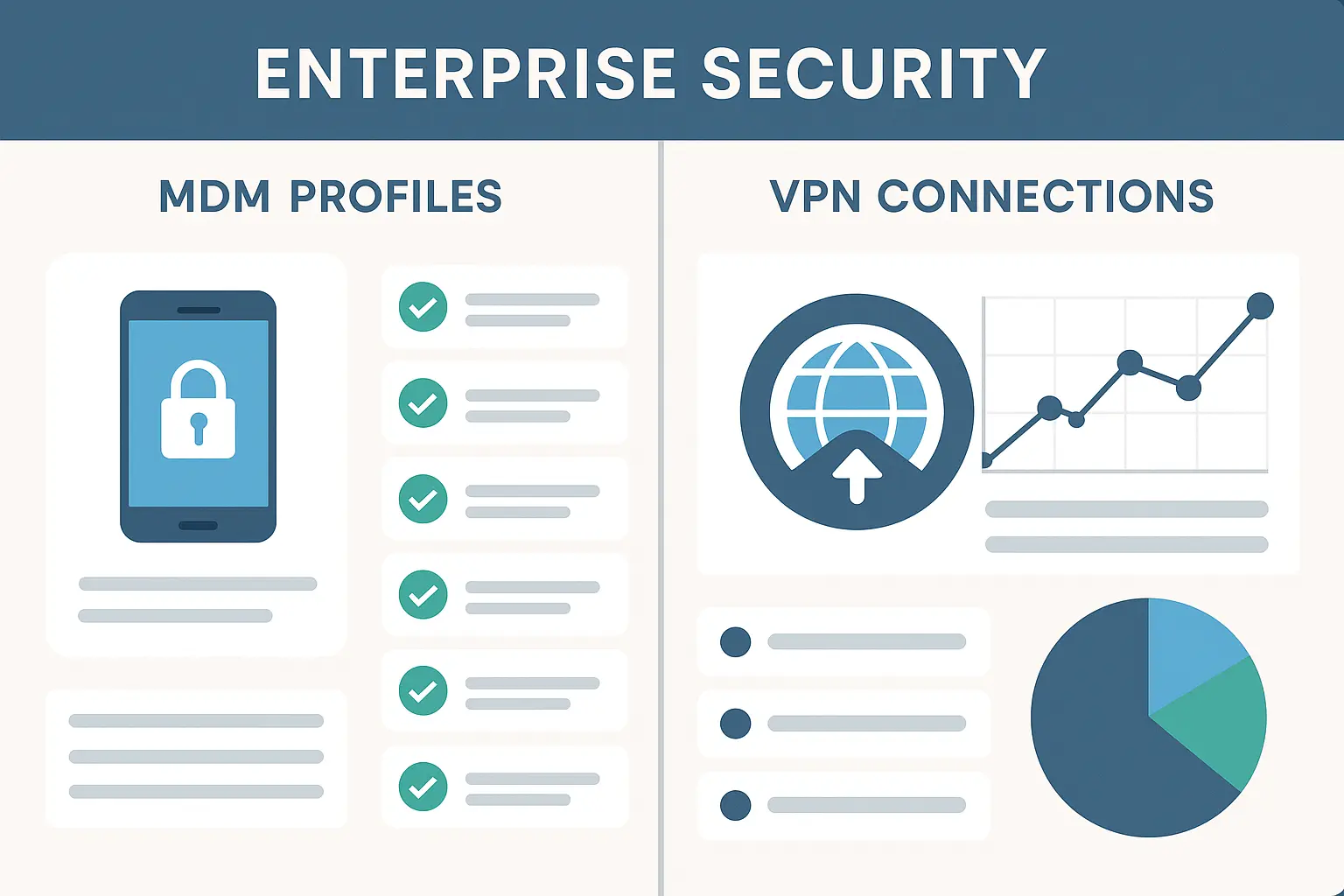 Enterprise security settings showing MDM profile and VPN configuration