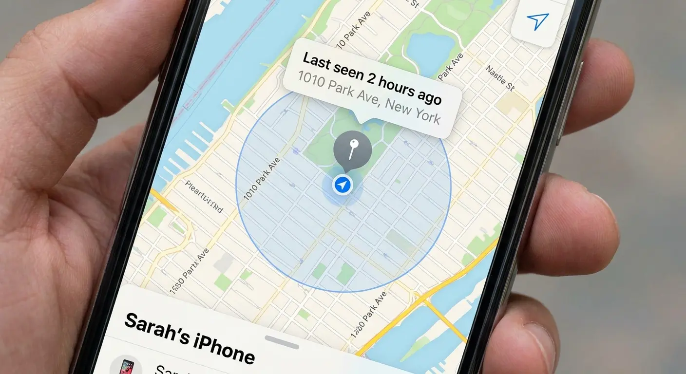 Find My app showing last known iPhone location