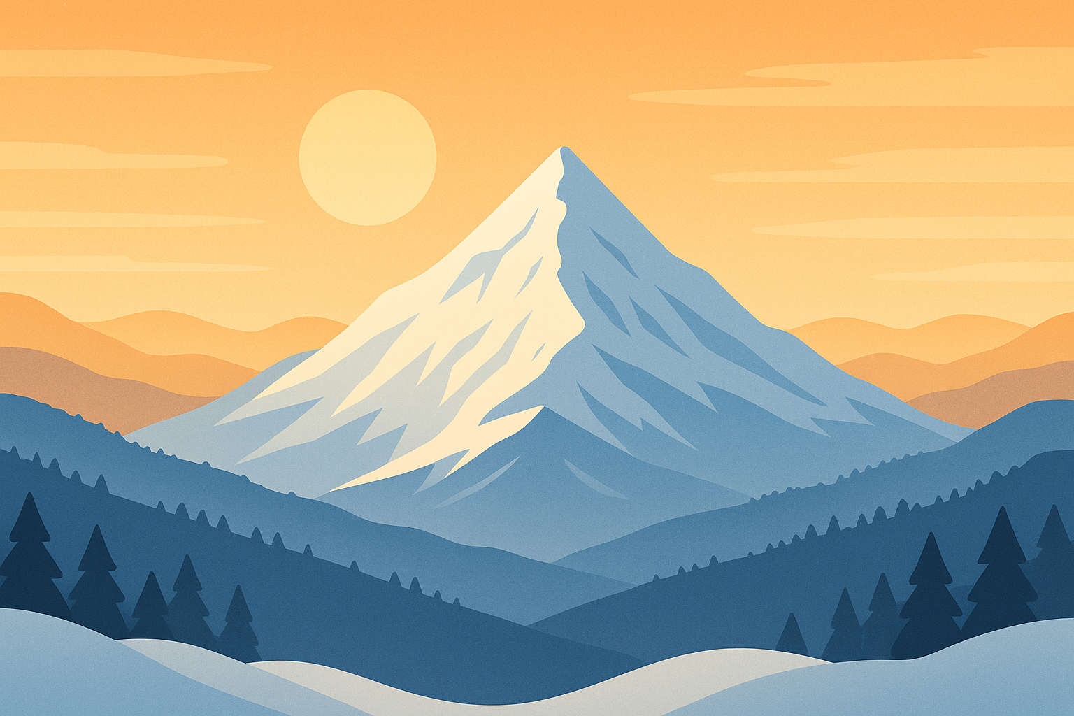Snowy mountain peak at sunrise wallpaper