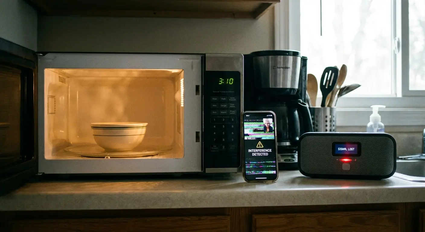 Microwave oven interfering with Bluetooth signal