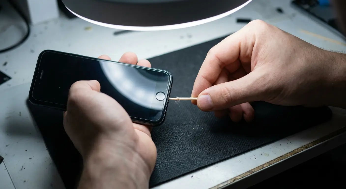 iPhone charging port cleaning technique