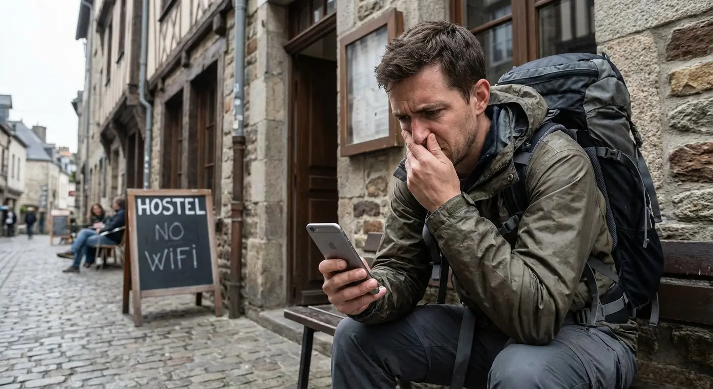 Group of friends checking messaging apps on phones outside in Berlin