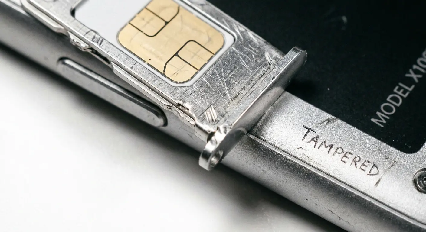 Close-up inspection of phone hardware tampering