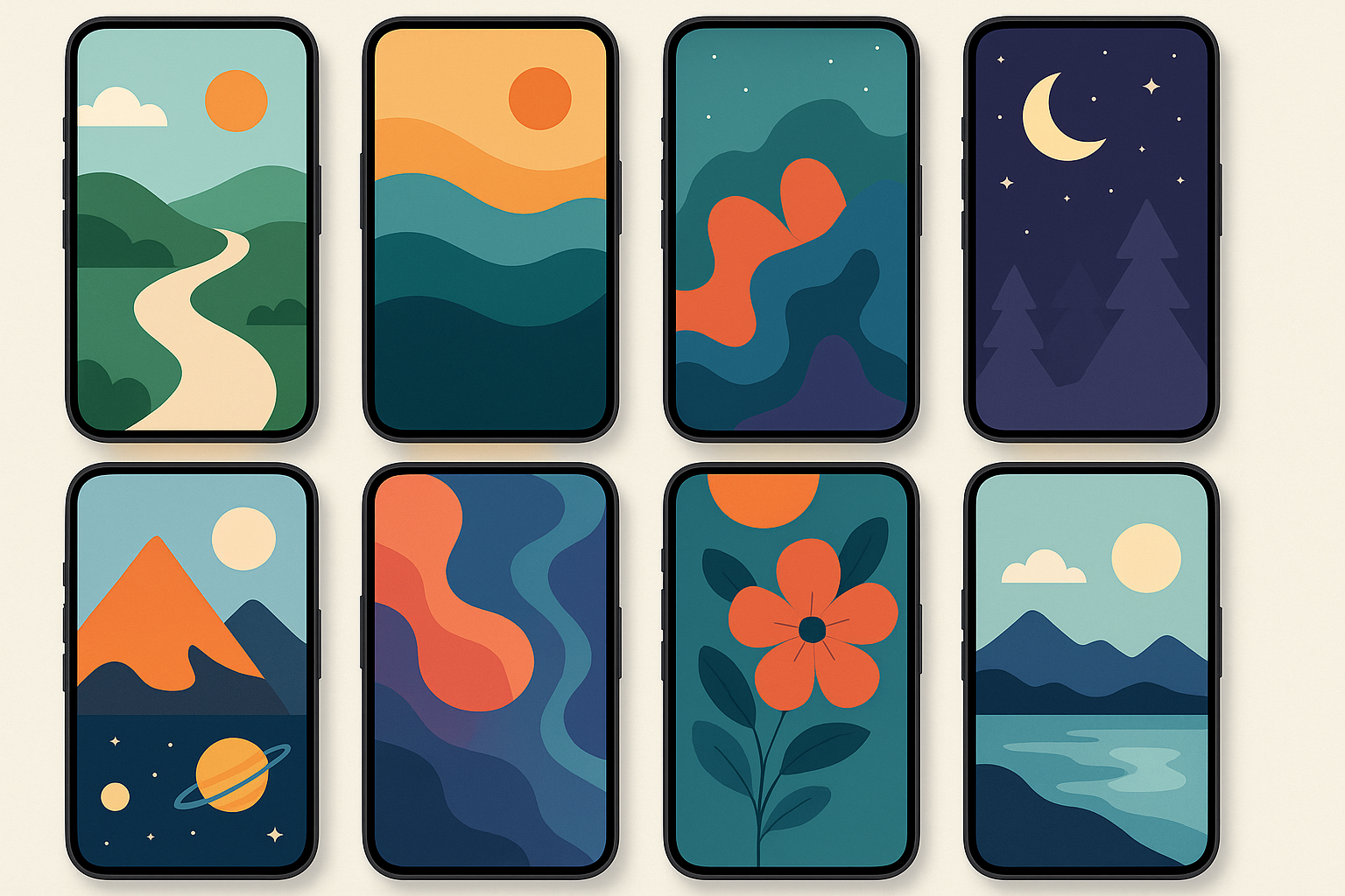 Live phone wallpaper examples showing various animated designs