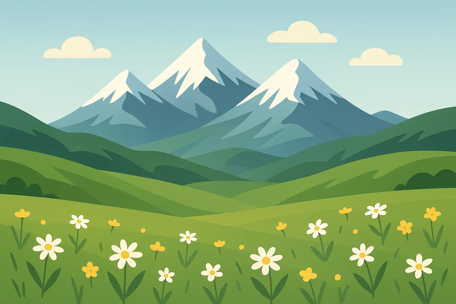 Mountain valley spring landscape wallpaper