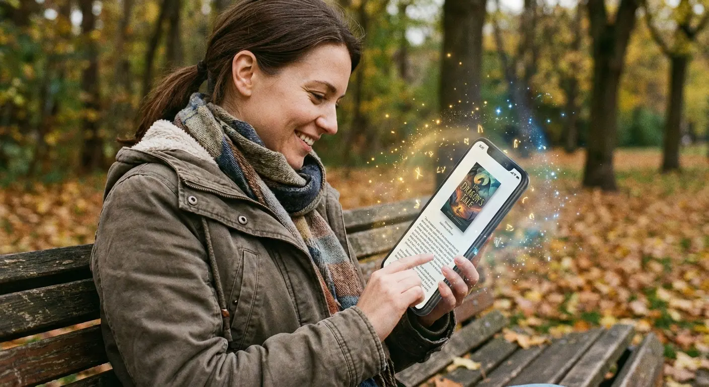 Person reading indie fiction on a mobile device