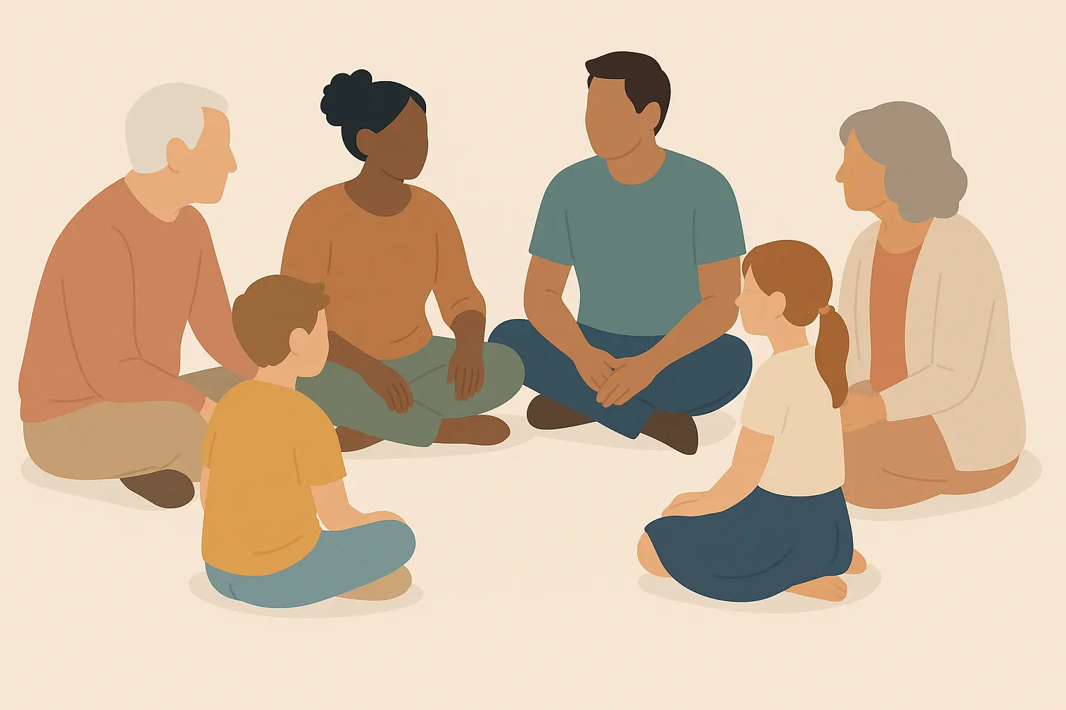 Family gathering discussing memorial service plans