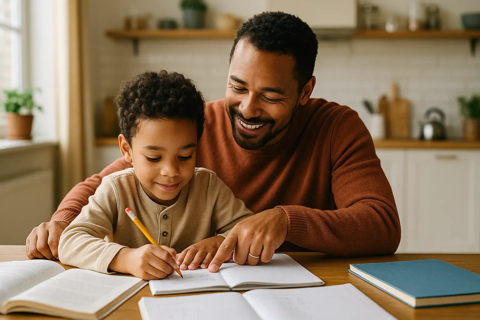 Father sharing wisdom with child through storytelling