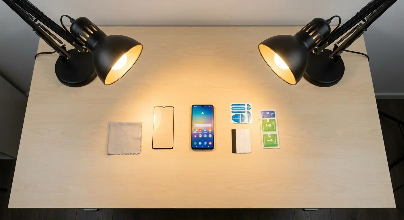 Proper lighting setup for screen protector installation