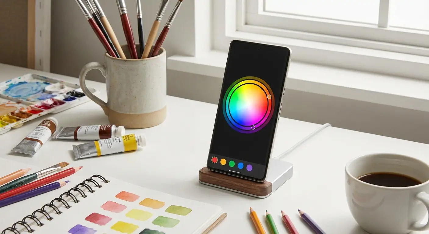 Rokform Magnetic Wireless Charging Stand on a desk