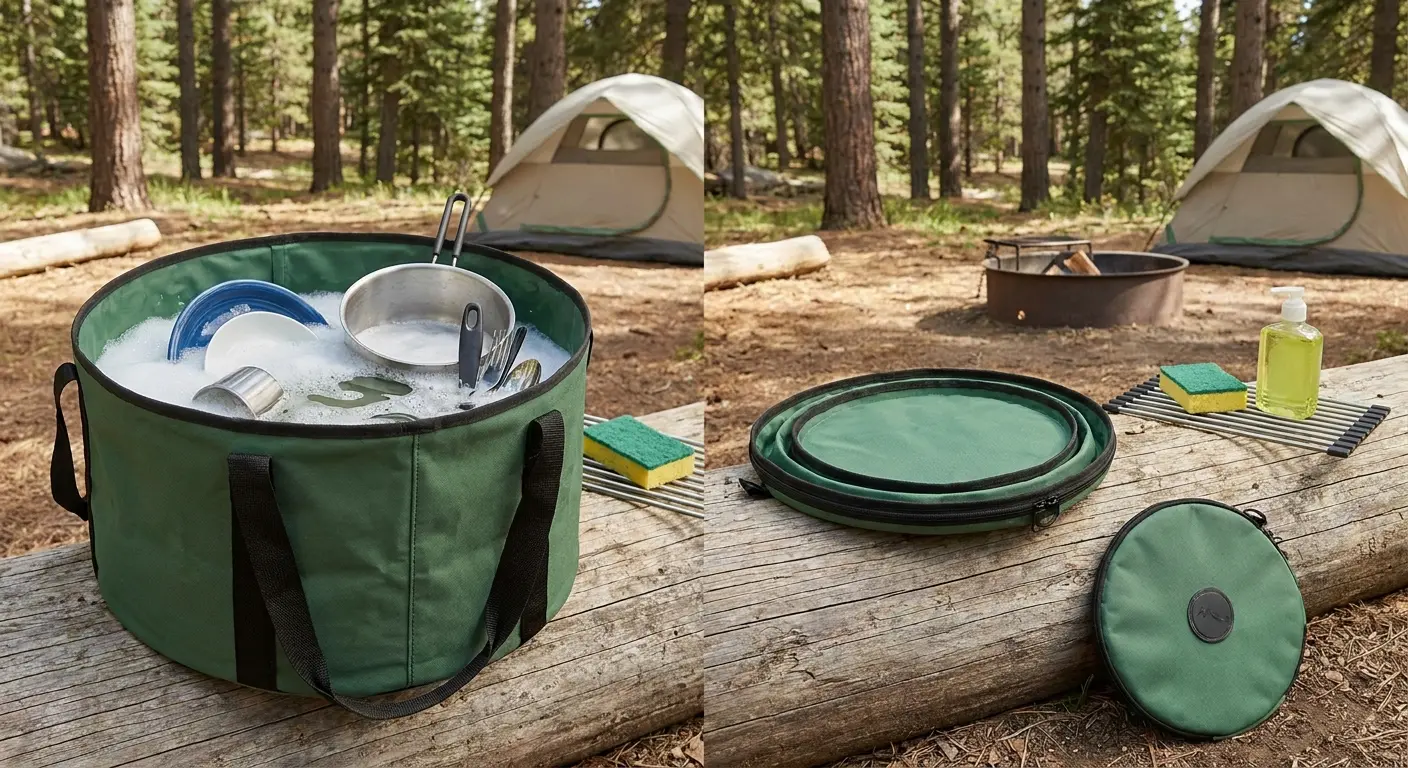 Collapsible camp sink for backpacking