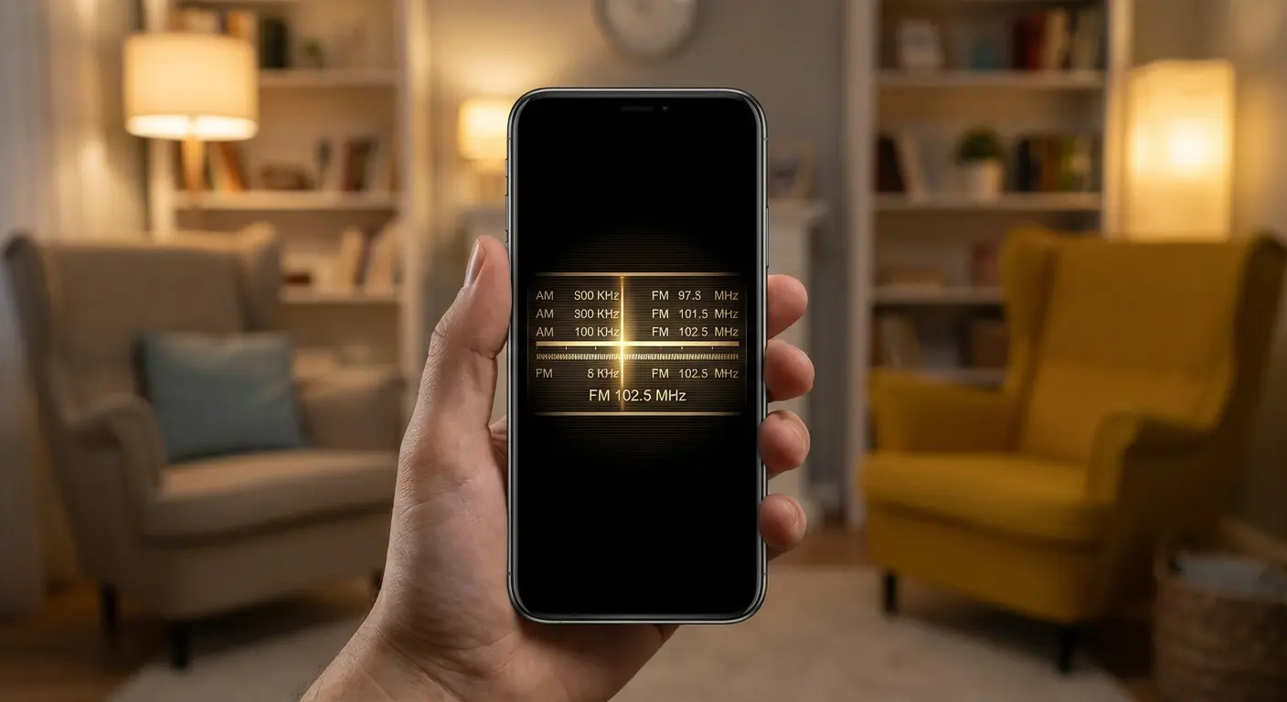 TuneIn Radio app interface showing live radio stations