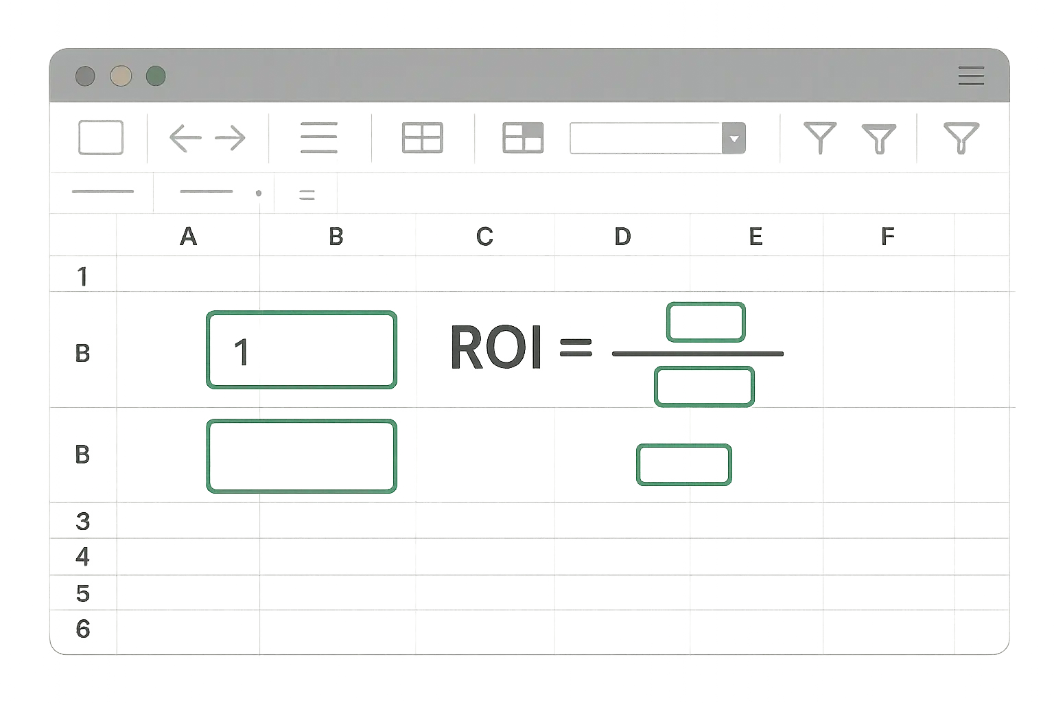 Marketing ROI calculator template interface