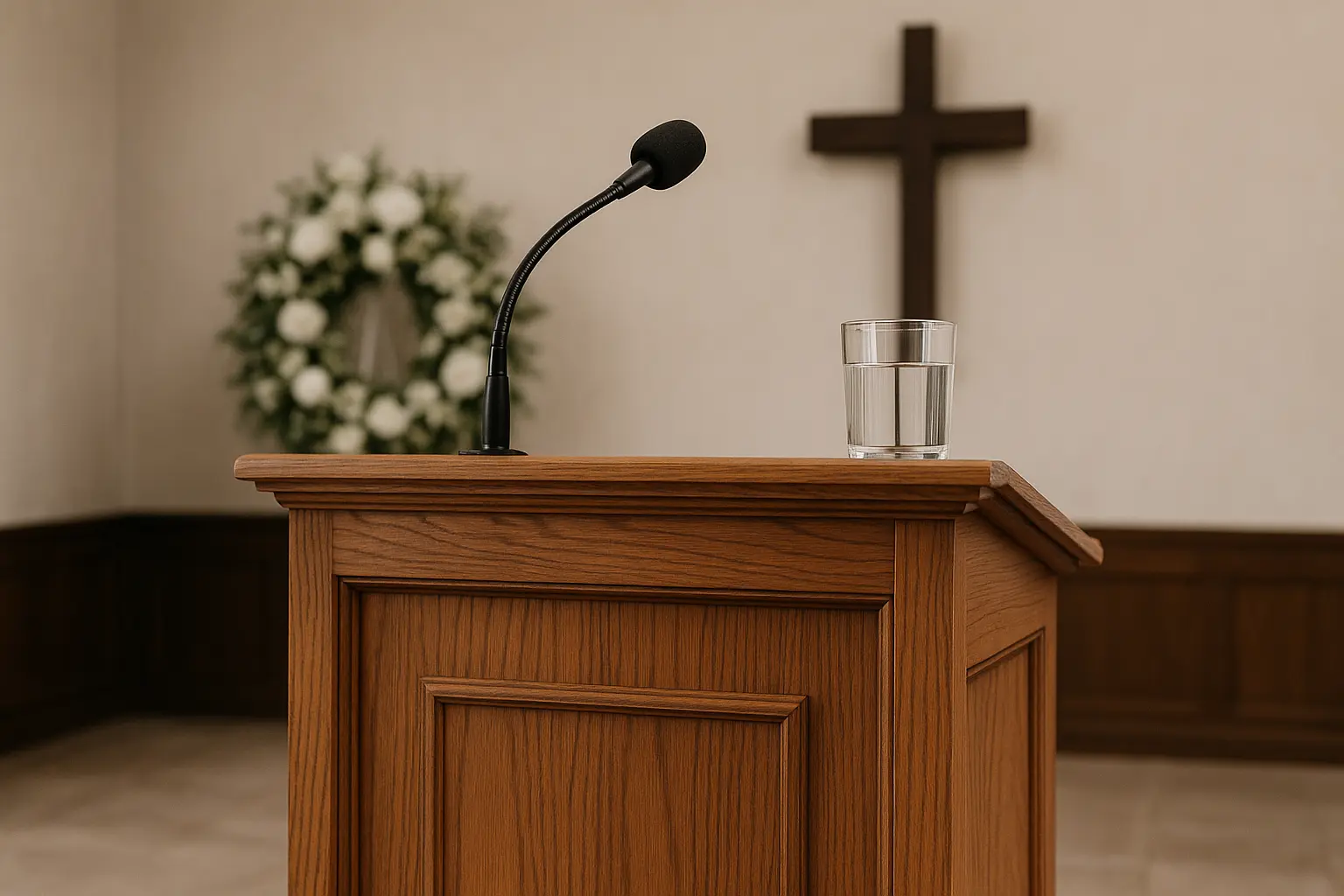 Person preparing to deliver eulogy