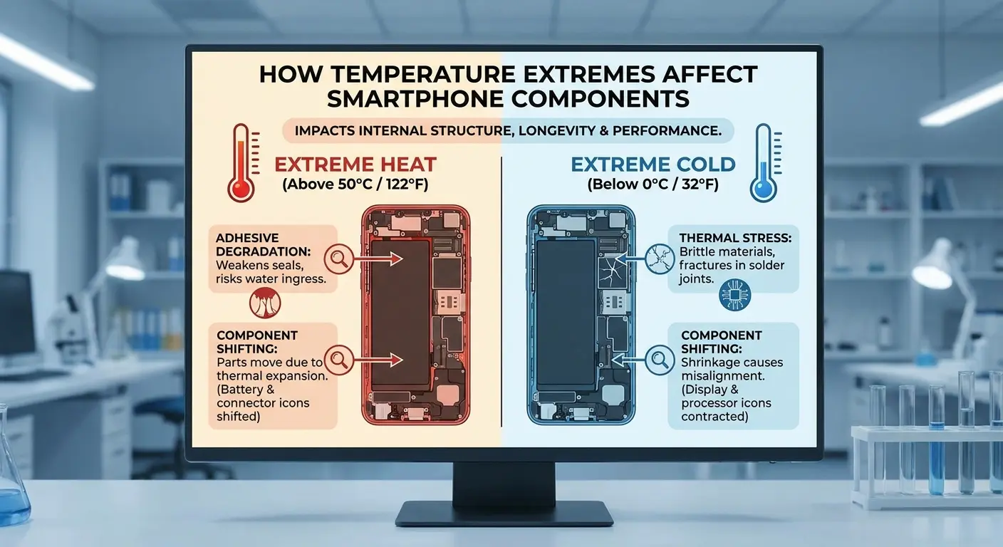 Temperature damage to phone adhesive components