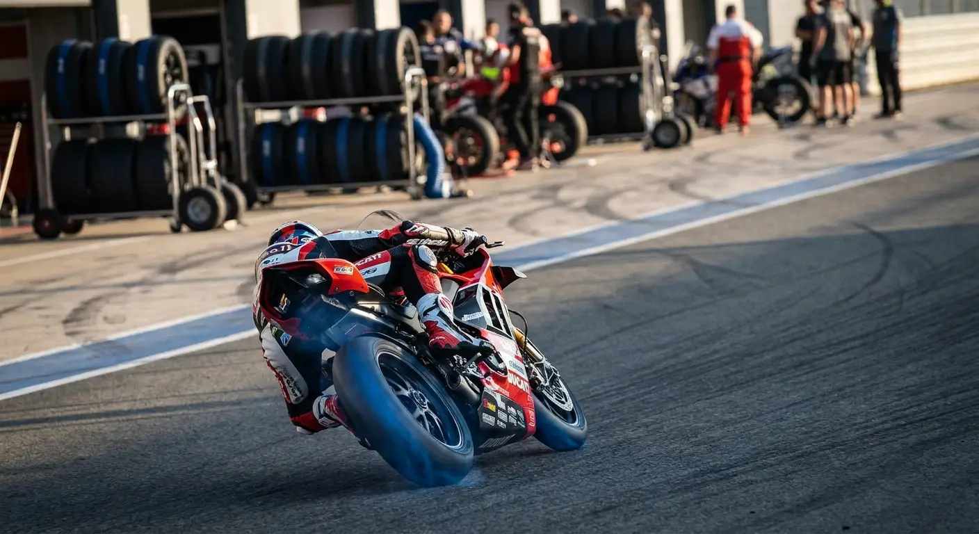 Supersport slick racing tire closeup