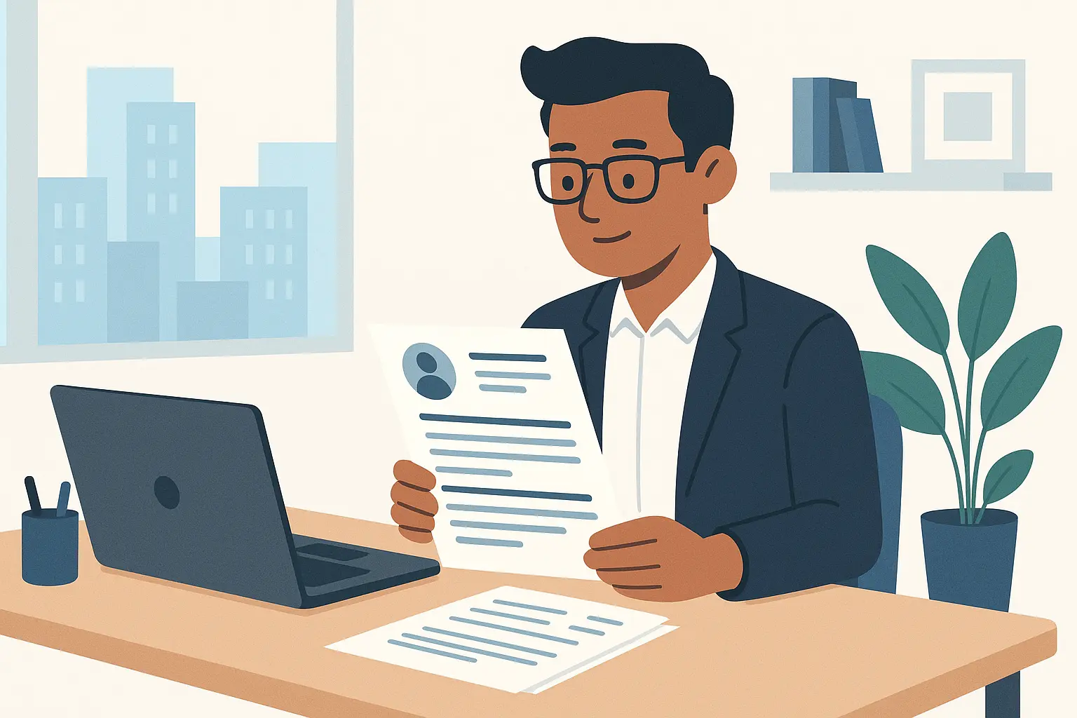 Professional resume and cover letter on desk