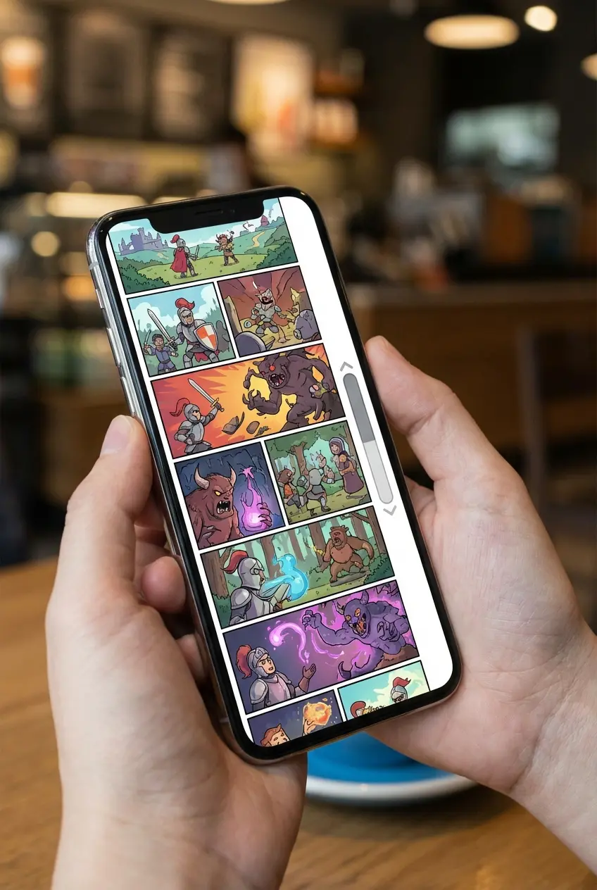 WEBTOON vertical scrolling format on mobile