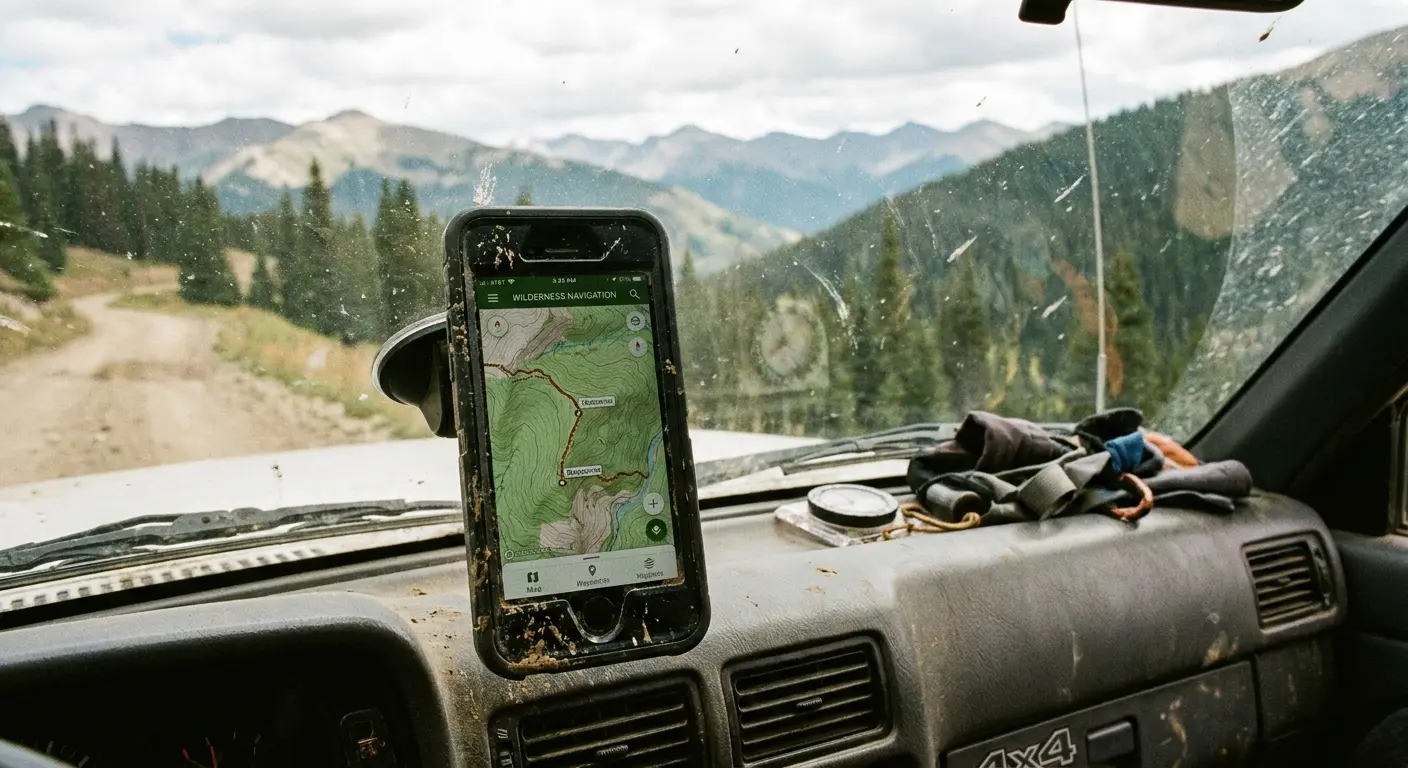 Rugged phone case on camping trip