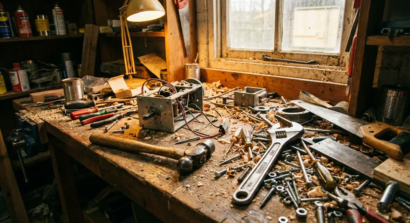 Husband attempting DIY home repairs