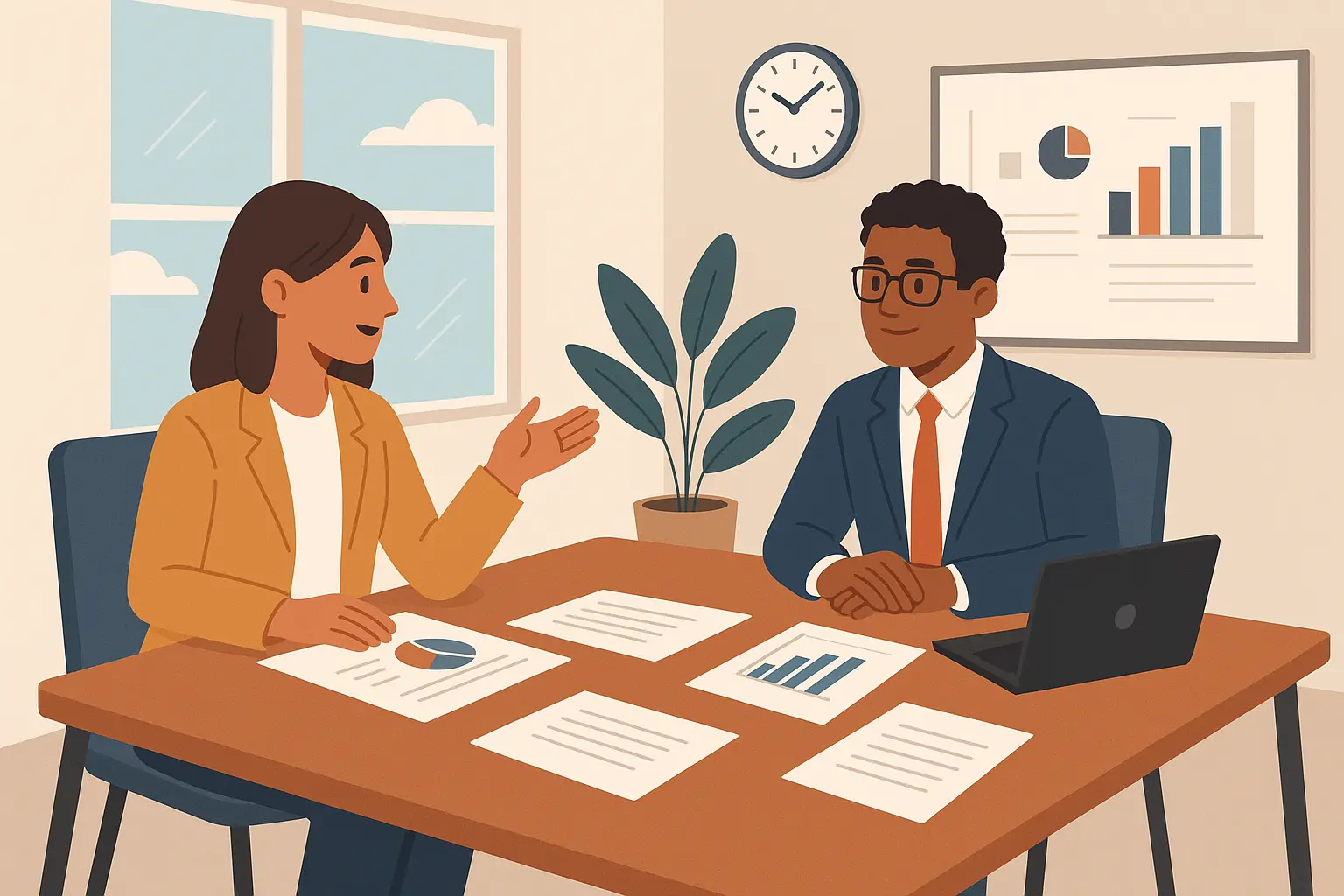 Professional salary negotiation meeting