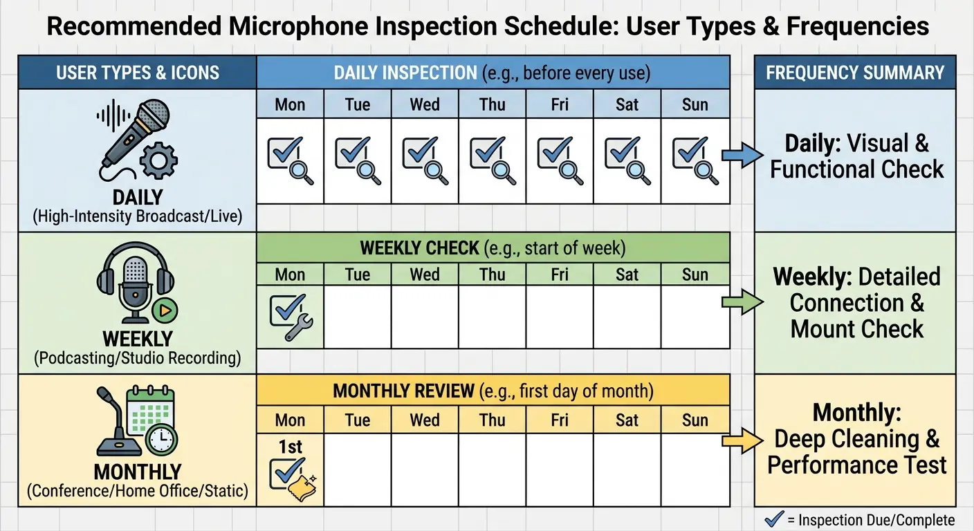 iPhone maintenance schedule calendar showing inspection intervals