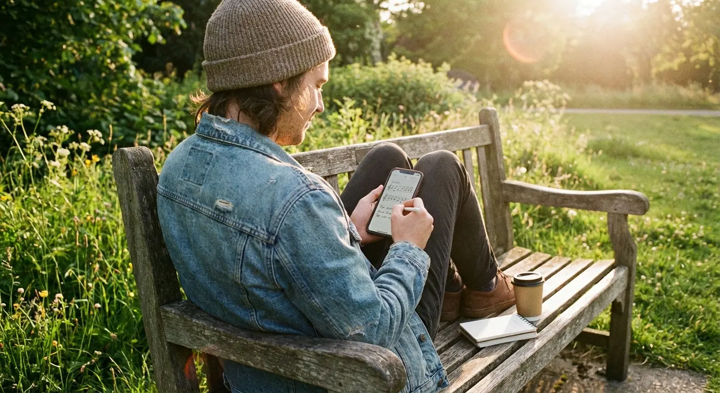 Minimalist music sketchpad app interface for quick idea capture