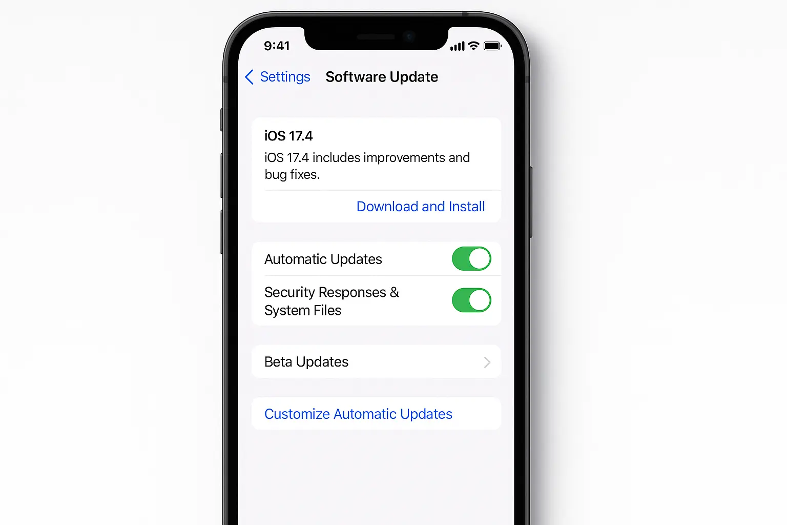 iOS automatic updates settings