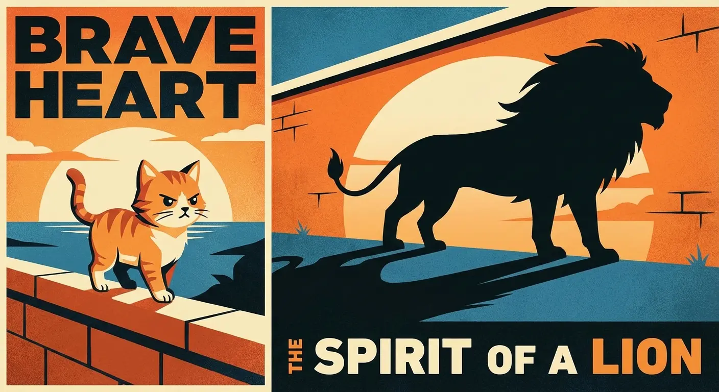 An orange tabby cat resting, evoking the image of a little lion