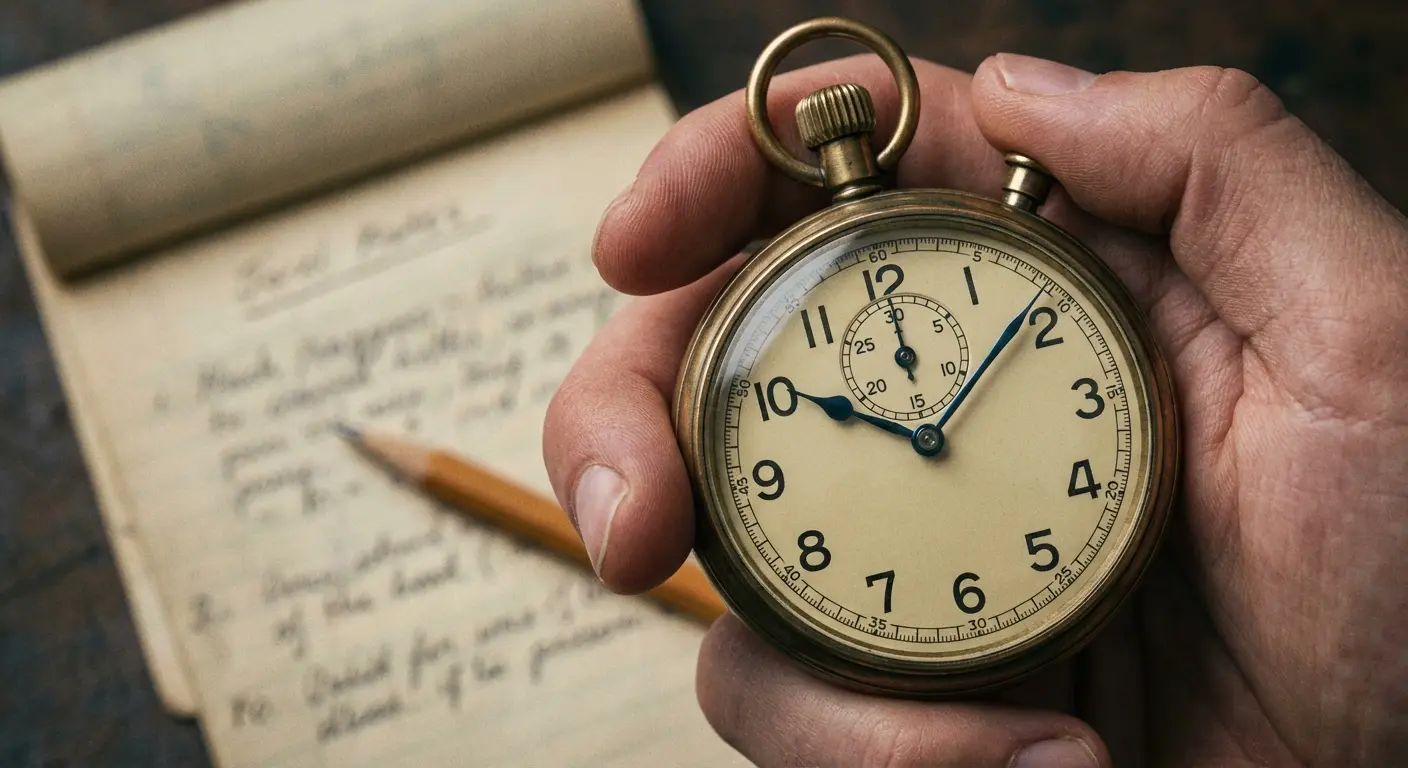 Stopwatch sitting on a written speech draft