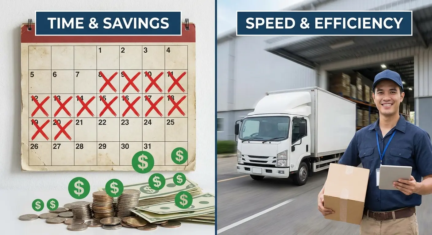 Split-screen comparison of speed versus delay costs