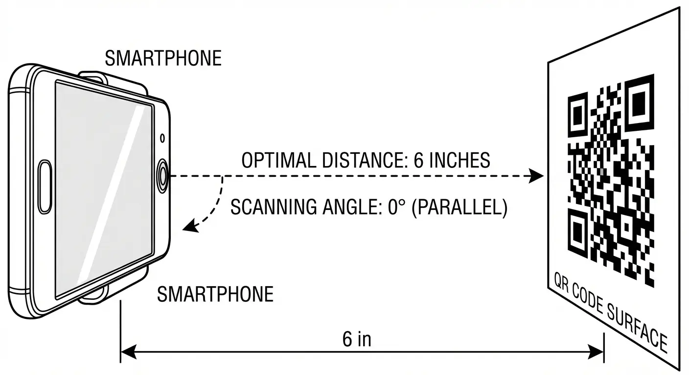 Phone scanning QR code at the right distance