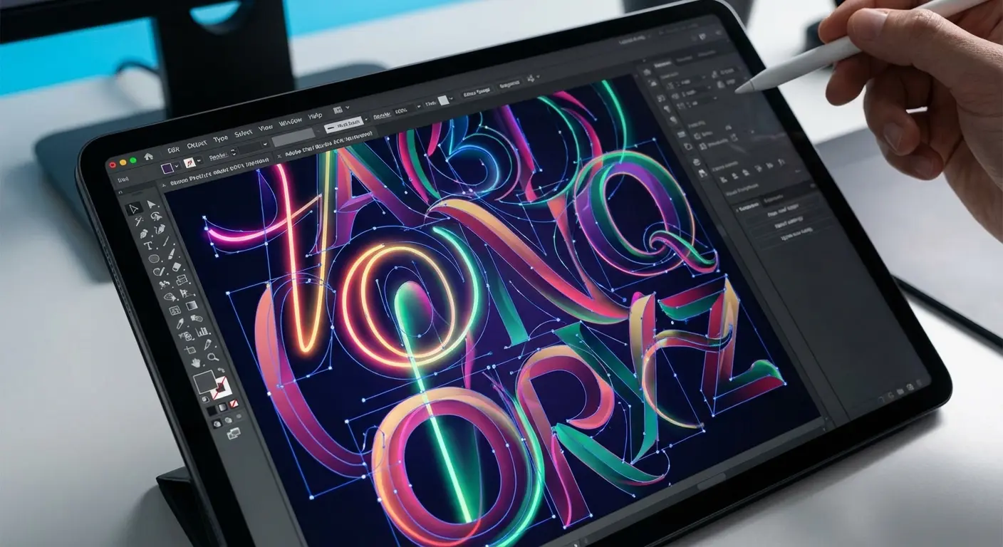 Adobe Illustrator interface on iPad showing vector points