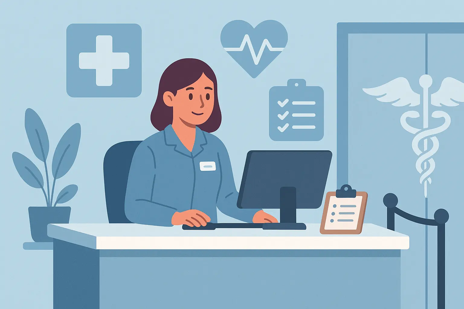 Medical receptionist at healthcare facility
