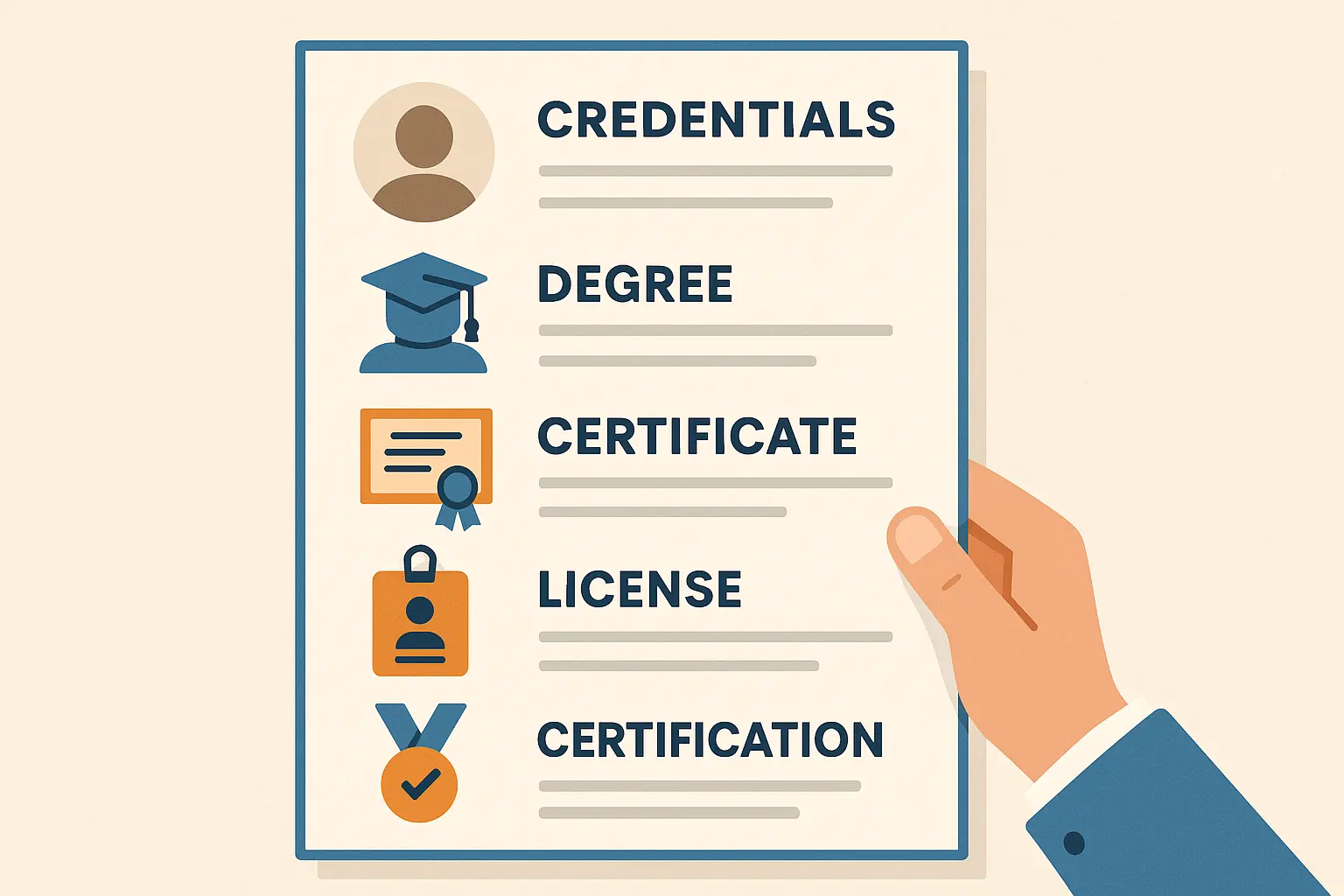 Professional certifications and credentials formatting