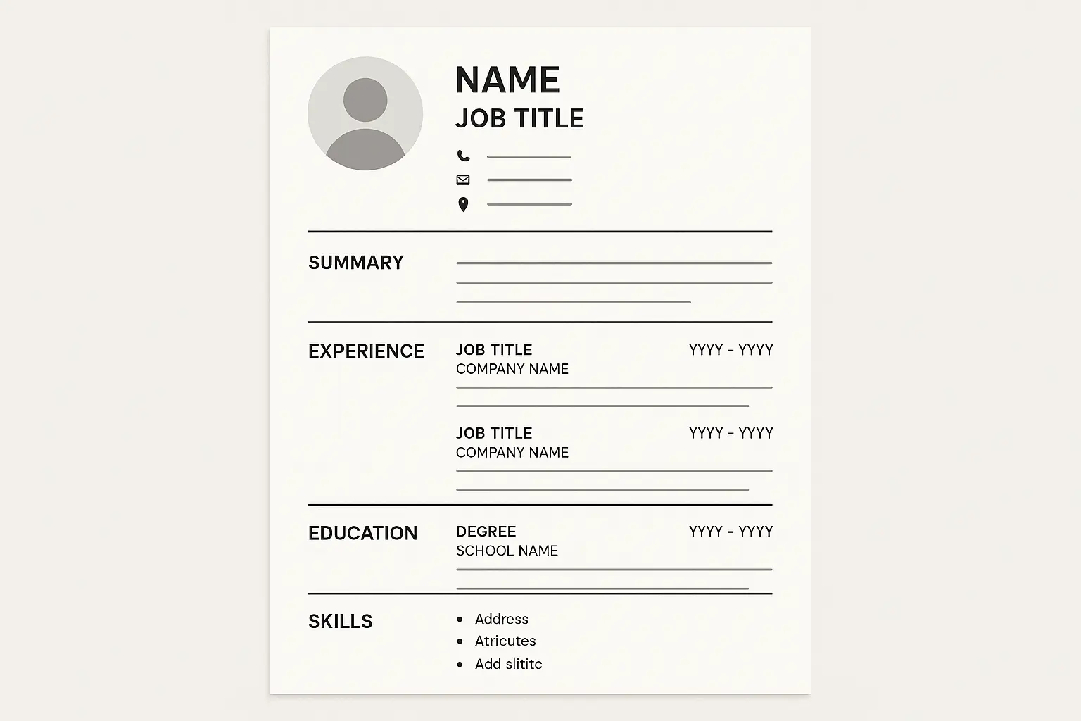 Professional resume formatting