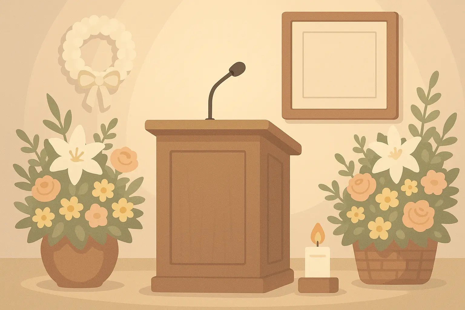 Person speaking at podium during memorial service