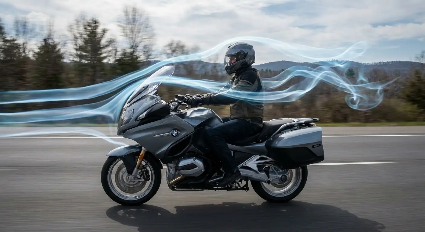 Adjustable wind deflector mounted on Indian motorcycle windscreen