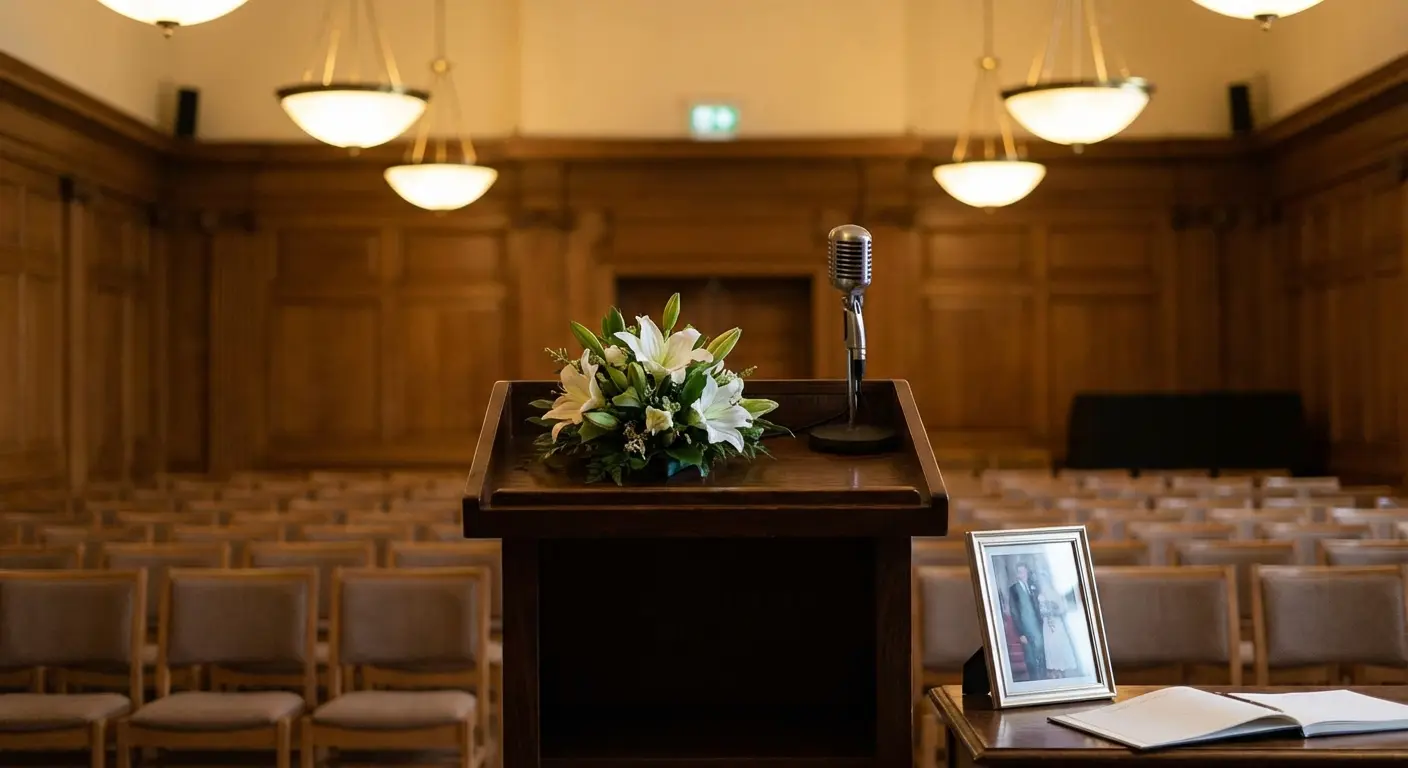A professional setting representing workplace and community tributes