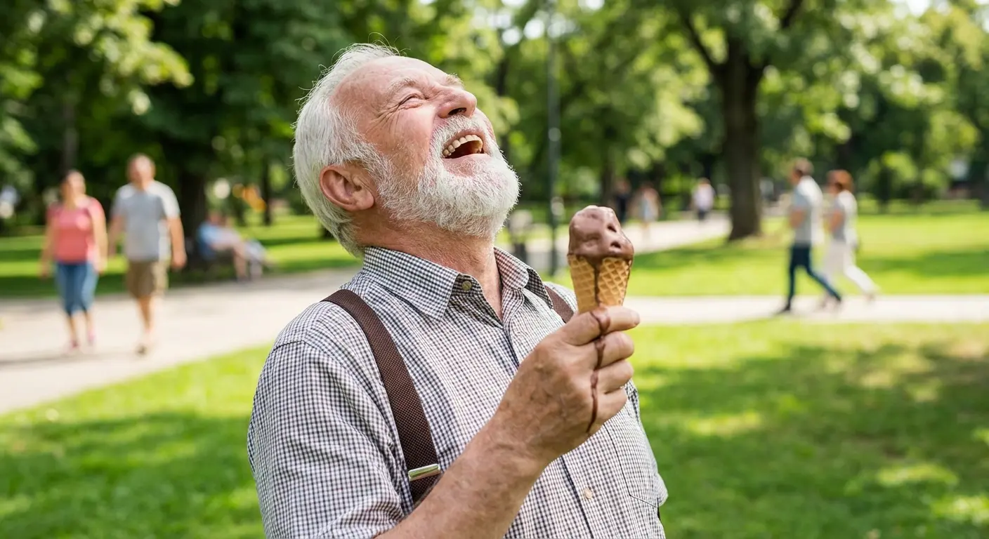 Grandfather laughing