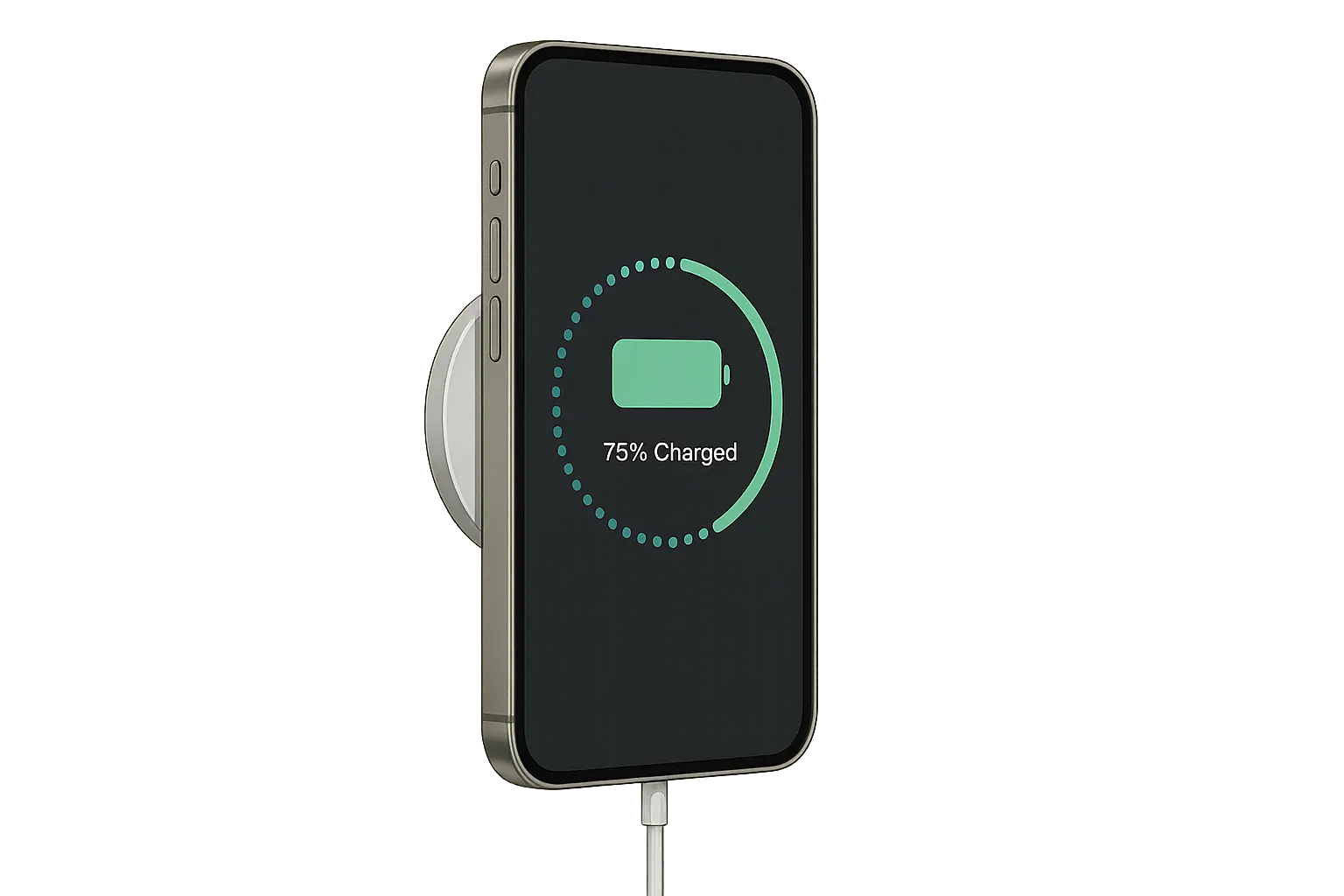 MagSafe wireless charging with titanium iPhone