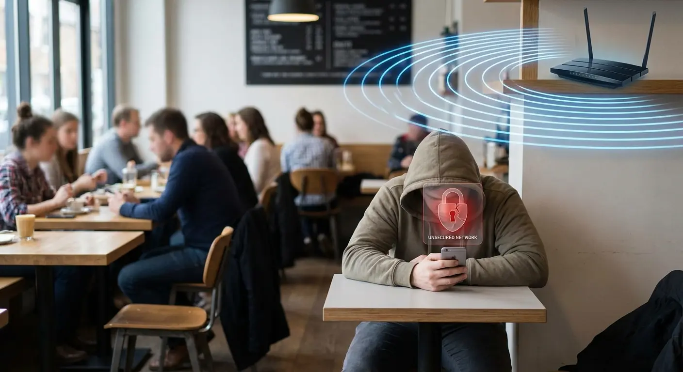 Public WiFi security warning illustration