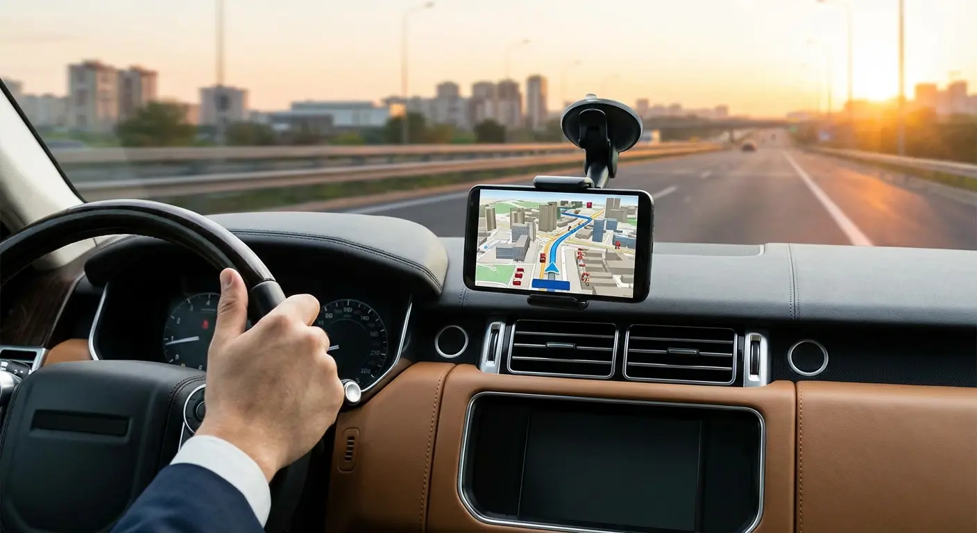 Google Maps navigation screen showing route and traffic data