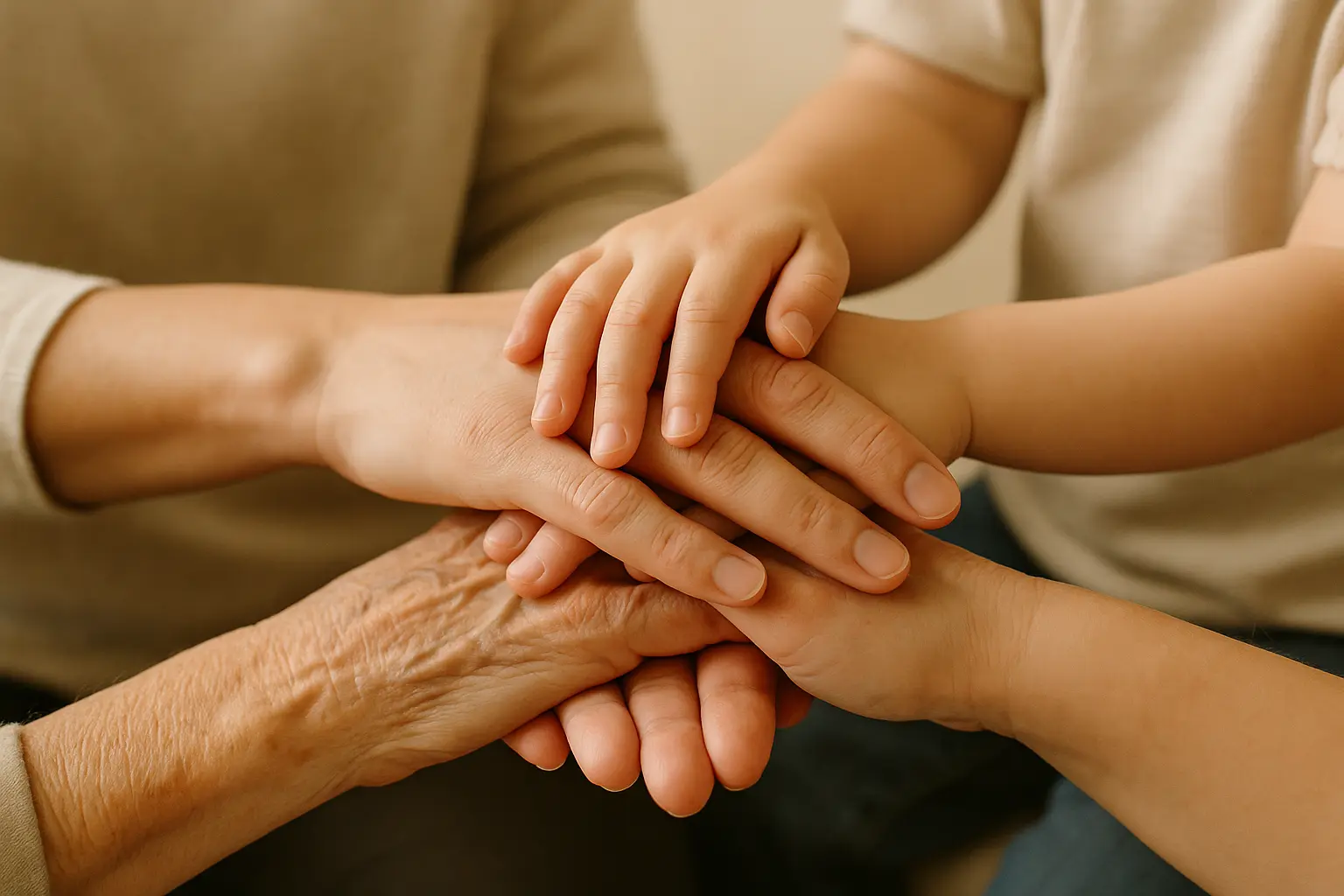 Multi-generational family gathering showing father's relationships