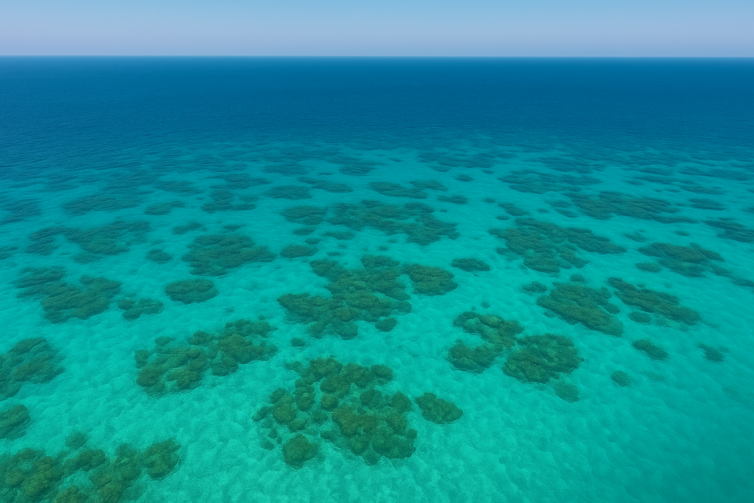 Turquoise tropical waters aerial view