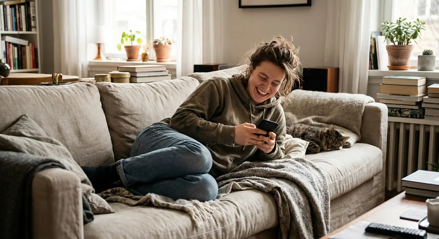 A relaxed user enjoying a gamified app