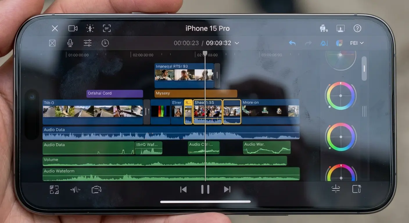Comparison of video editing app features on iPhone screen